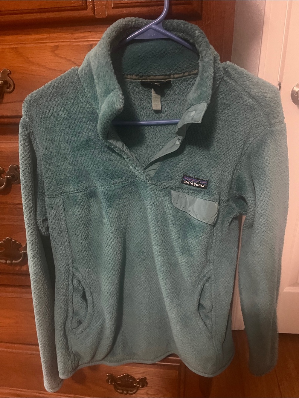 Patagonia Women’s Teal Green Fleece Snap-Front Pullover